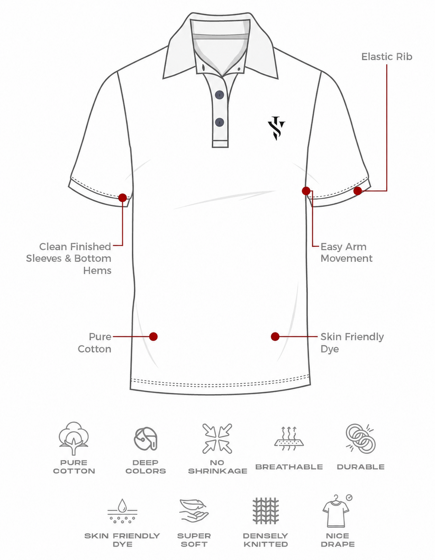 Men’s Premium Cotton Piqué Polo Shirt – Grey