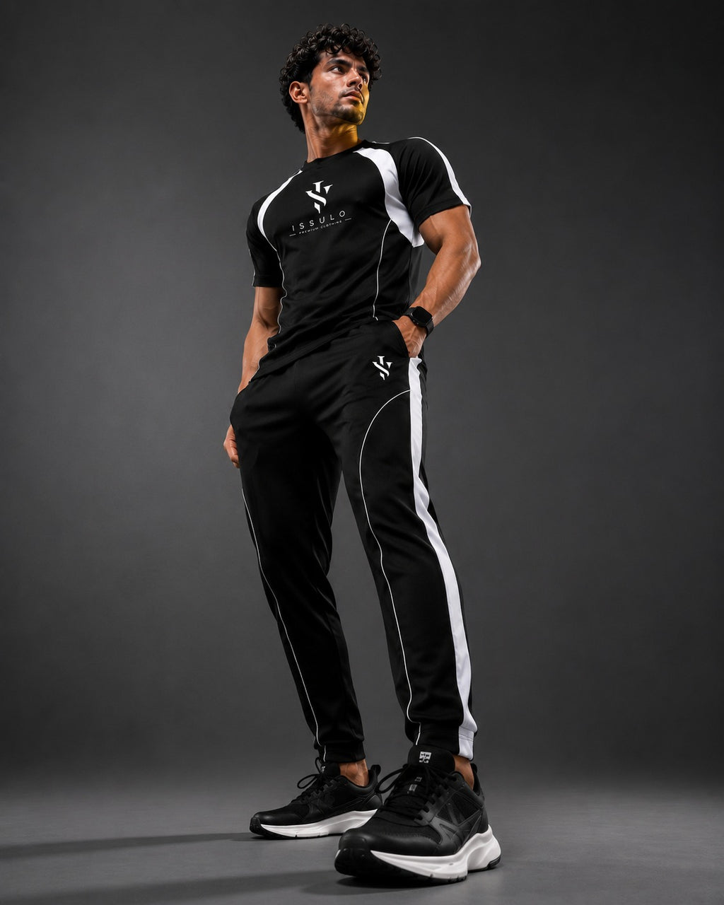 Men’s Black & White Sports Tracksuit