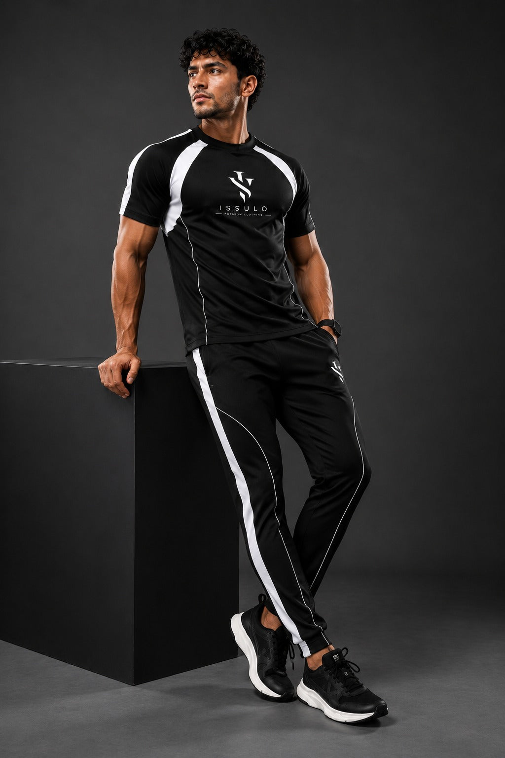 Men’s Black & White Sports Tracksuit