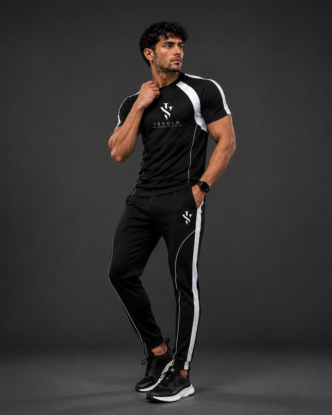 Men’s Black & White Sports Tracksuit