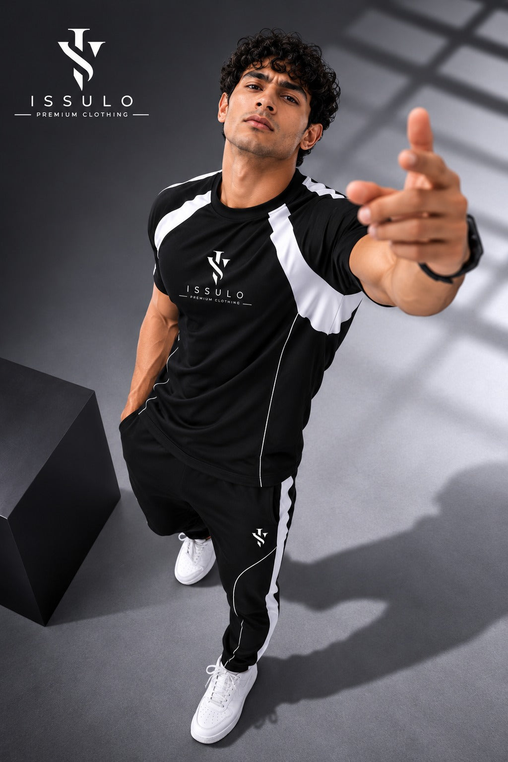 Men’s Black & White Sports Tracksuit