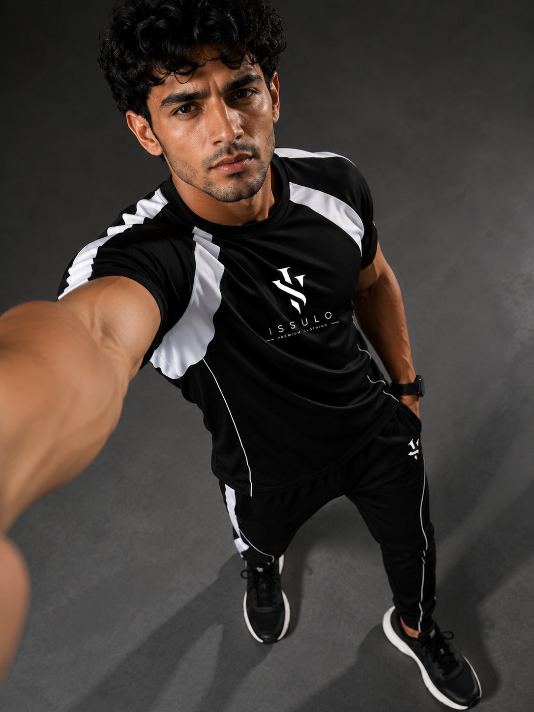Men’s Black & White Sports Tracksuit