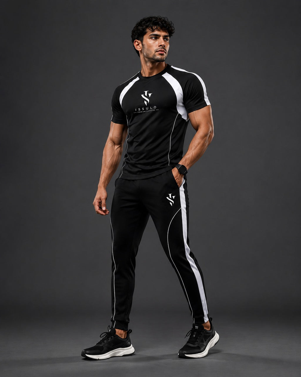 Men’s Black & White Sports Tracksuit