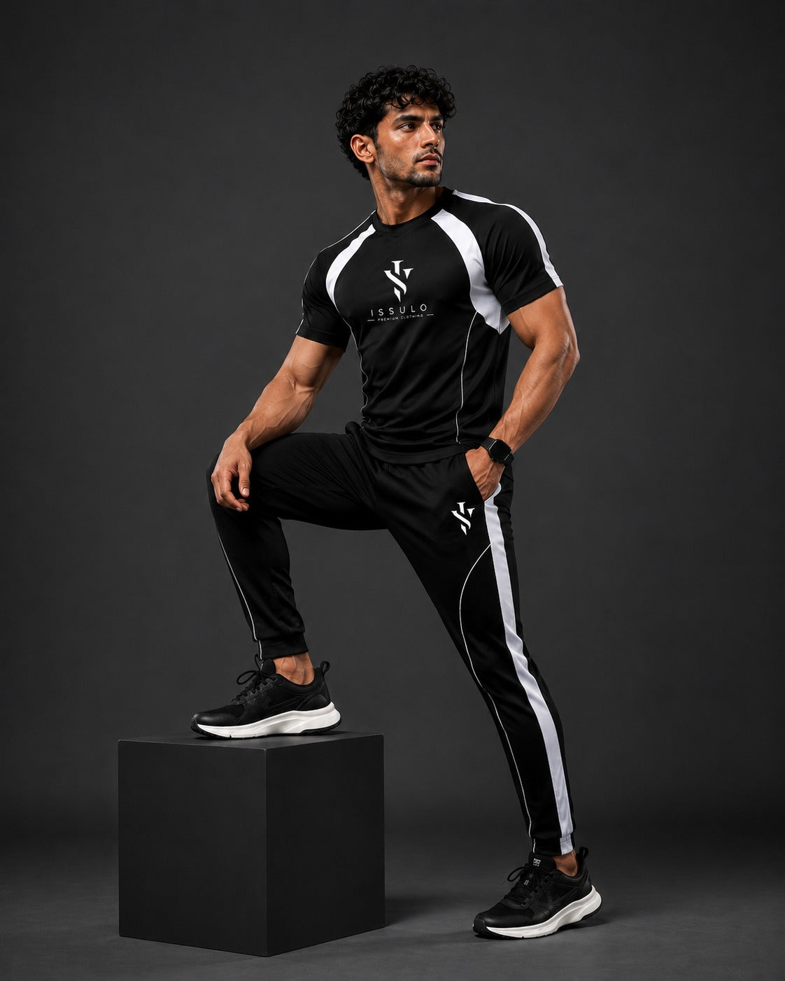 Men’s Black & White Sports Tracksuit