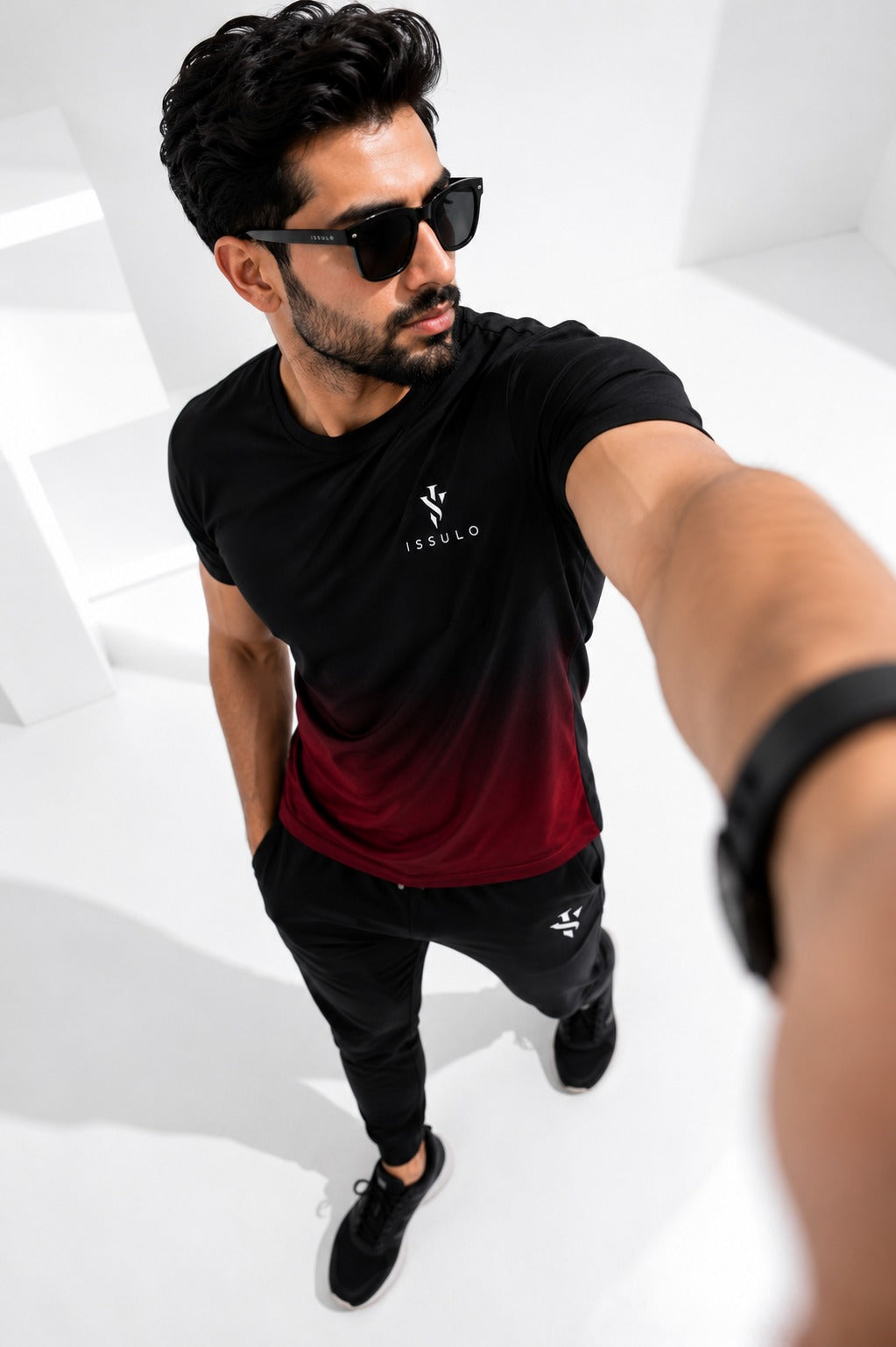 Men’s Black & Maroon Dry-Fit Tracksuit | ISSULO