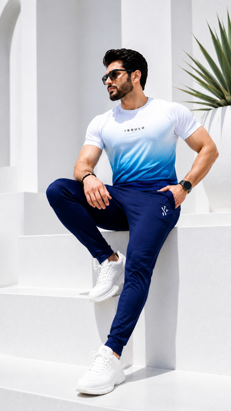 Men’s Blue Gradient Dry-Fit Tracksuit | ISSULO