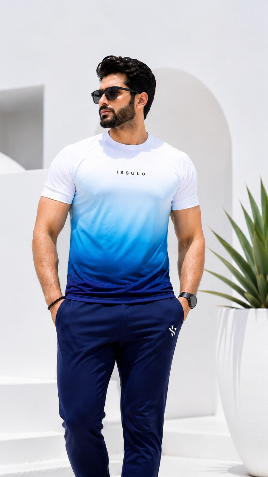 Men’s Blue Gradient Dry-Fit Tracksuit | ISSULO
