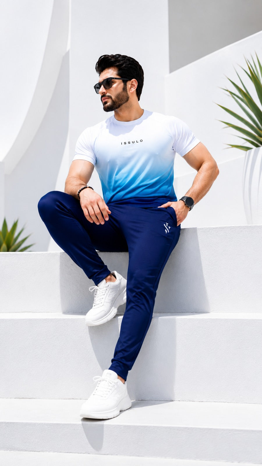 Men’s Blue Gradient Dry-Fit Tracksuit | ISSULO