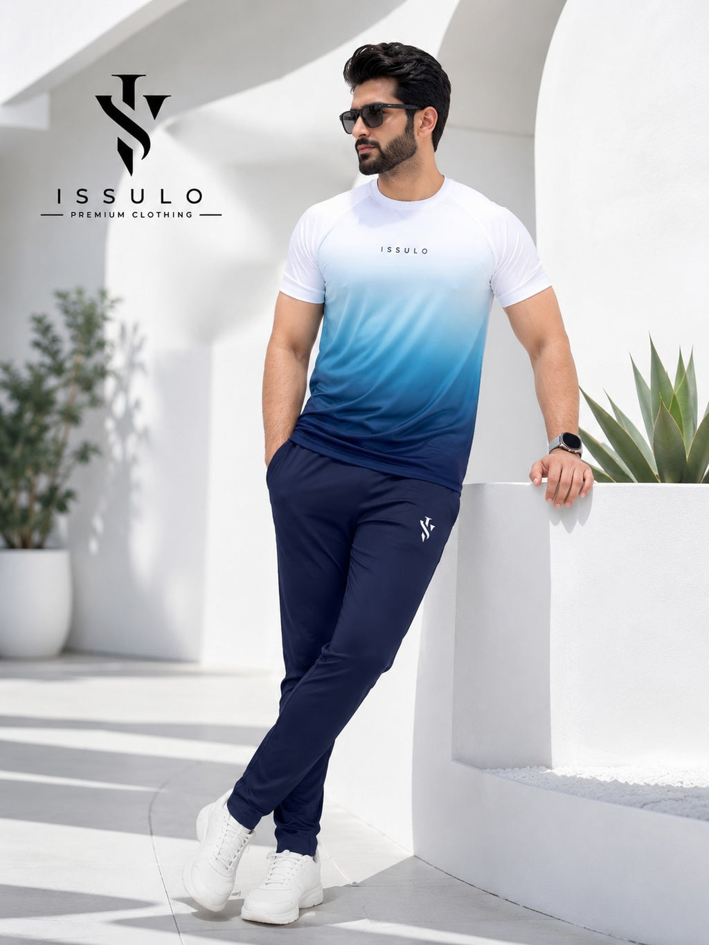 Men’s Blue Gradient Dry-Fit Tracksuit | ISSULO