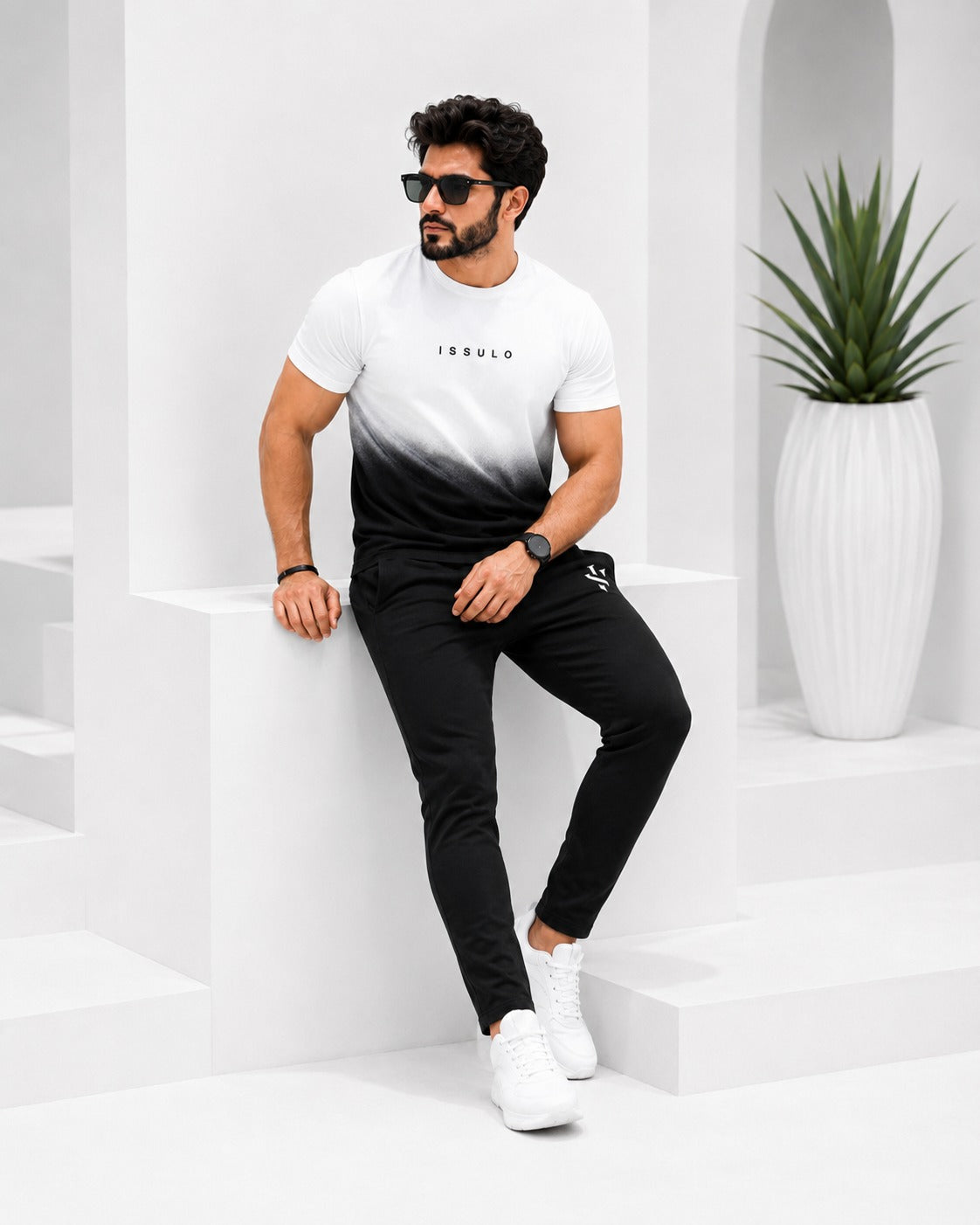 Men’s Gradient Black & White T-Shirt