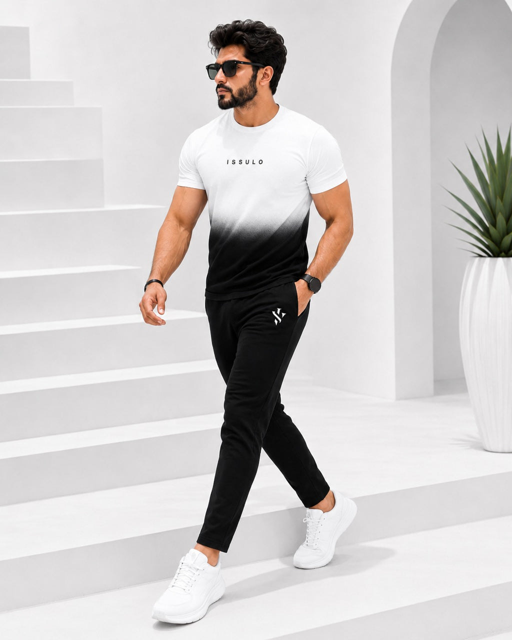 Men’s Gradient Black & White T-Shirt