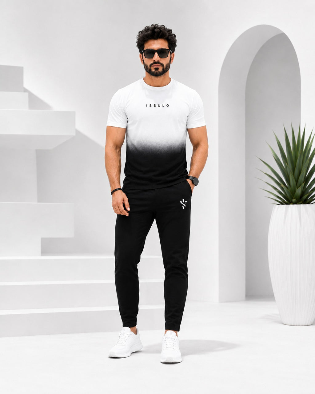Men’s Gradient Black & White T-Shirt