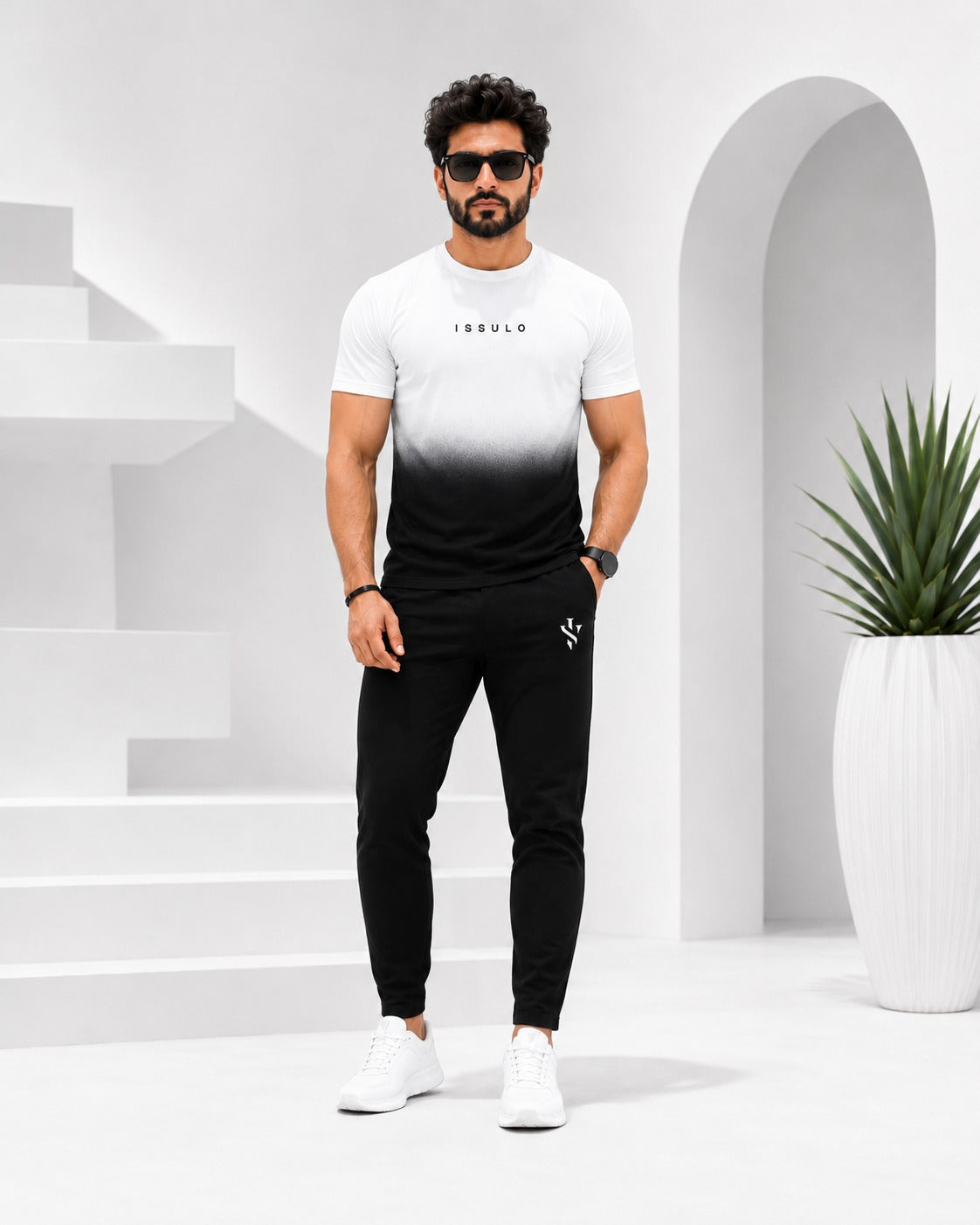 Men’s Gradient Black & White T-Shirt