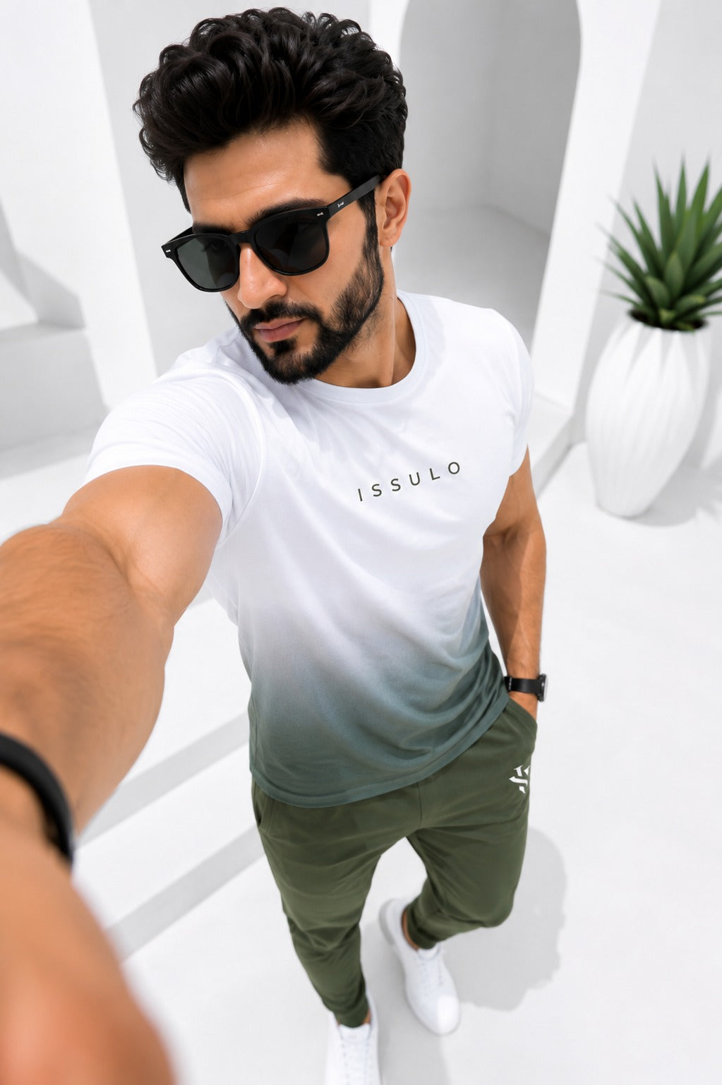 Men’s Olive Gradient Dry-Fit Tracksuit | ISSULO