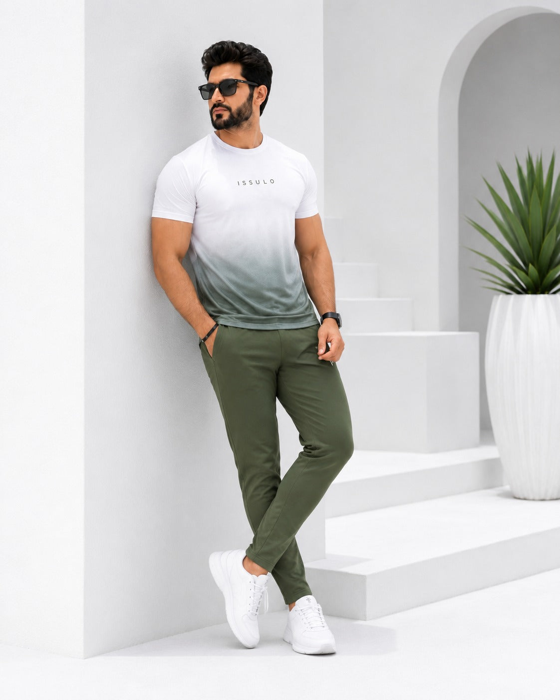 Men’s Olive Gradient Dry-Fit Tracksuit | ISSULO