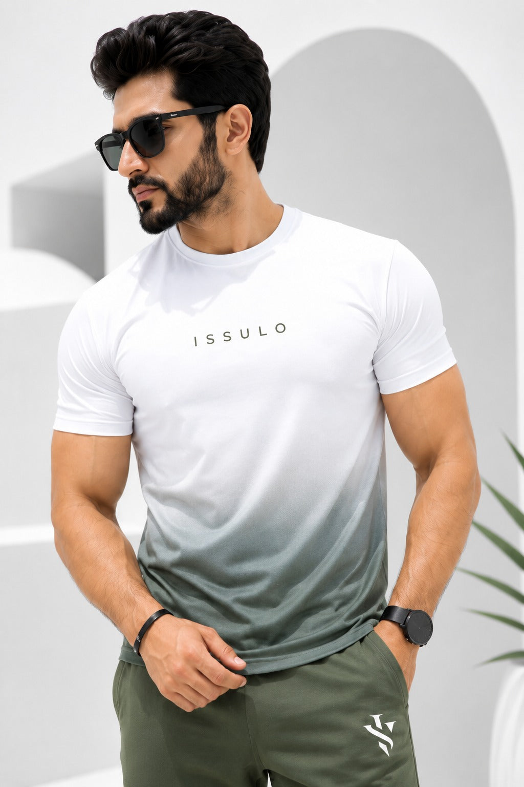 Men’s Olive Gradient Dry-Fit Tracksuit | ISSULO