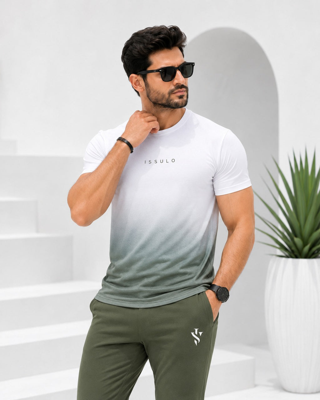 Men’s Olive Gradient Dry-Fit Tracksuit | ISSULO
