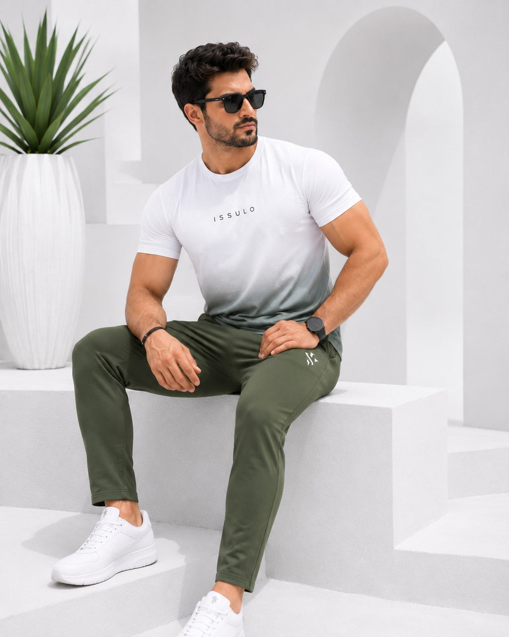 Men’s Olive Gradient Dry-Fit Tracksuit | ISSULO
