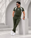 ISSULO Olive Green & White Dry-Fit Tracksuit